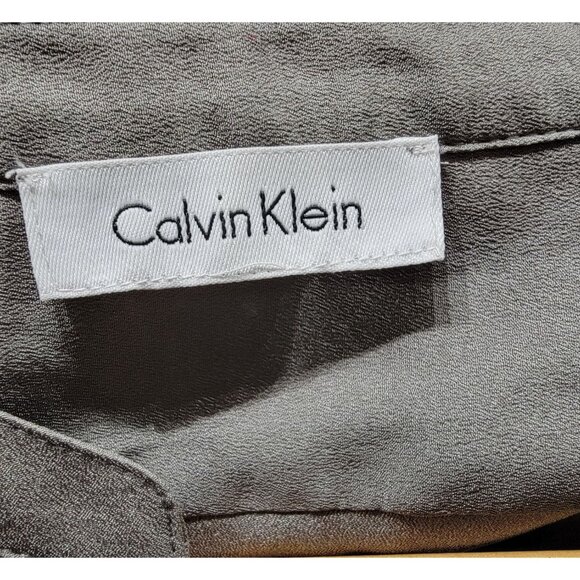Calvin Klein Womens Gray Button-Down Blouse W/ Zipper Pockets & Roll Tab Sleeve - Picture 3 of 5